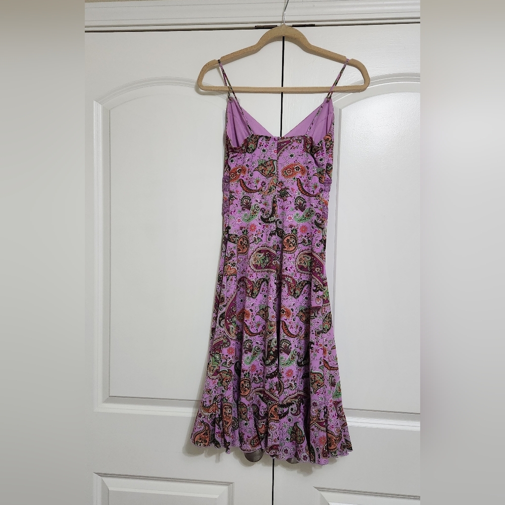 Vintage Bisou Bisou Multicolor Paisley Print Y2K Midi Slip Dress Size 4 - Picture 2 of 5